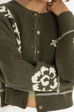 Women Rhythm Antique Floral Crop Cardigan