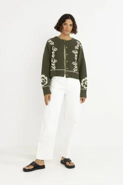 Women Rhythm Antique Floral Crop Cardigan