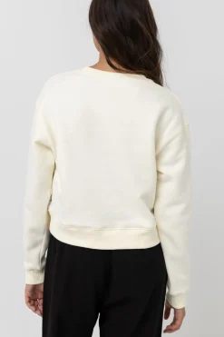 Women Rhythm Classic Crew Neck Fleece Antique White