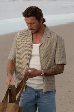Rhythm Cross Relaxed Ss Shirt Natural Mixed