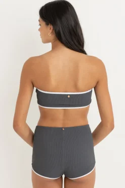 Women Rhythm Essential Rib Contrast Bandeau Top Graphite
