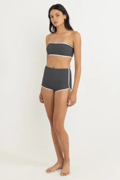 Women Rhythm Essential Rib Contrast Bandeau Top Graphite