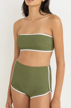 Women Rhythm Essential Rib Contrast Bandeau Top Olive