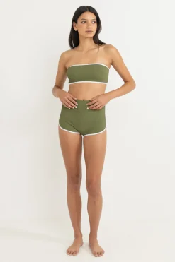 Women Rhythm Essential Rib Contrast Bandeau Top Olive