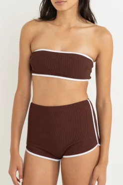 Women Rhythm Essential Rib Contrast Bandeau Top Cafe