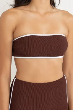 Women Rhythm Essential Rib Contrast Bandeau Top Cafe