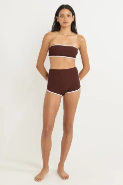 Women Rhythm Essential Rib Contrast Bandeau Top Cafe