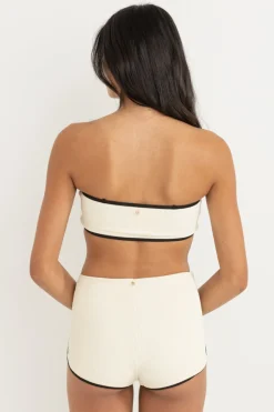 Women Rhythm Essential Rib Contrast Bandeau Top Creme