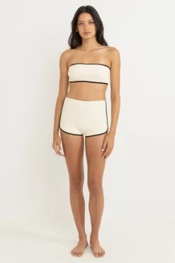 Women Rhythm Essential Rib Contrast Bandeau Top Creme