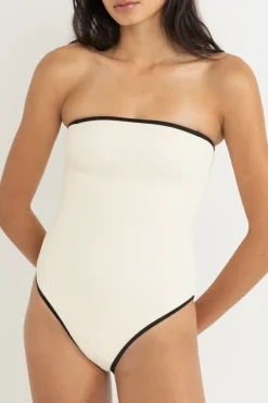 Women Rhythm Essential Rib Contrast One Piece Creme