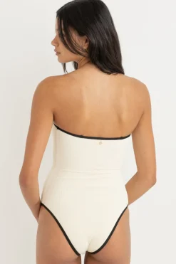 Women Rhythm Essential Rib Contrast One Piece Creme