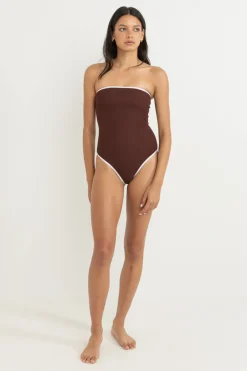 Women Rhythm Essential Rib Contrast One Piece Cafe