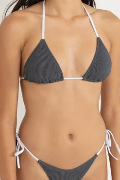 Women Rhythm Essential Rib Contrast Slide Tri Top Graphite