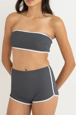Women Rhythm Essential Rib Contrast Surf Short Graphite