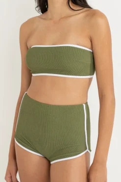 Women Rhythm Essential Rib Contrast Surf Short Olive