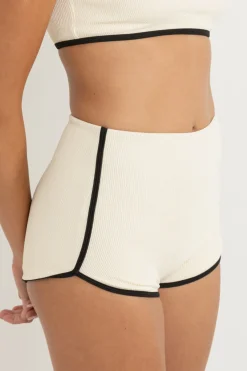 Women Rhythm Essential Rib Contrast Surf Short Creme