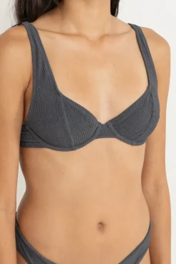 Women Rhythm Essential Rib Underwire Top Graphite
