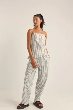 Women Rhythm Frankie Elastic Pant Navy Stripe