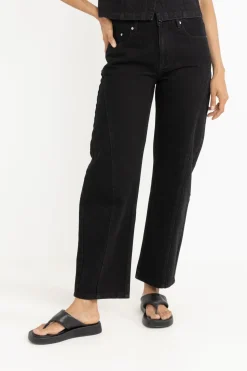 Women Rhythm Low-Rise Barrel Denim Pant Vintage Black