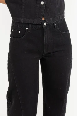 Women Rhythm Low-Rise Barrel Denim Pant Vintage Black