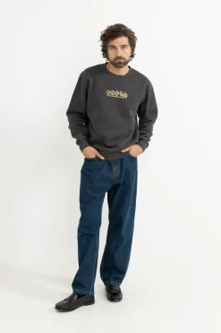 Rhythm Markings Fleece Crew Stone Blue