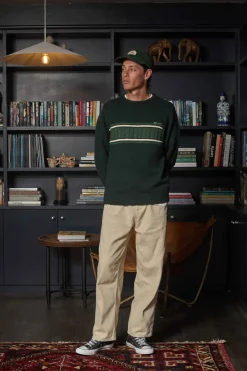 Rhythm Mohair Stripe Knit Dark Green