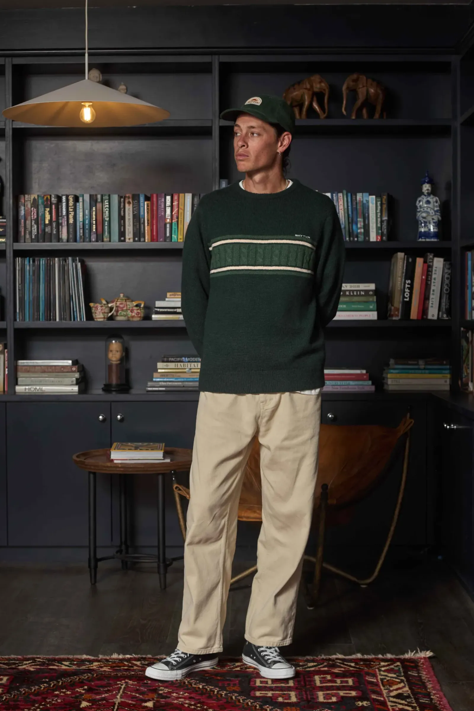 Rhythm Mohair Stripe Knit Dark Green
