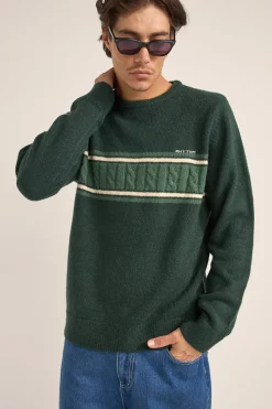Rhythm Mohair Stripe Knit Dark Green