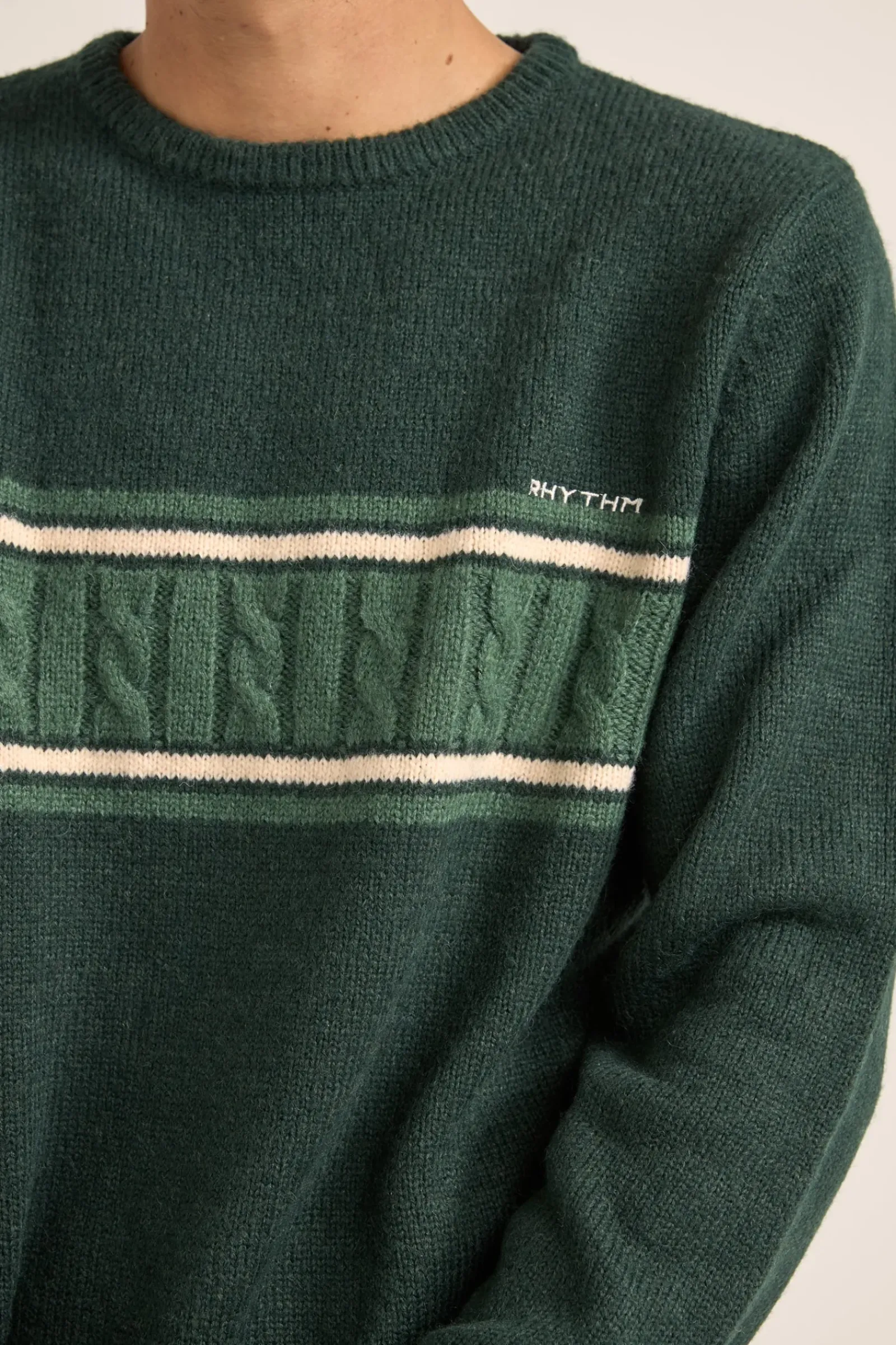 Rhythm Mohair Stripe Knit Dark Green