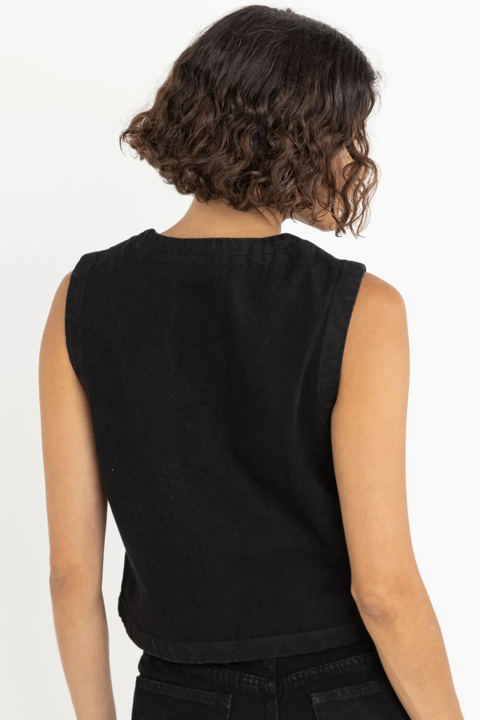 Women Rhythm Riley Denim Vest Vintage Black