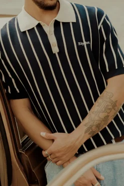 Rhythm Striped Knit Ss Polo