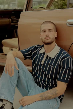 Rhythm Striped Knit Ss Polo