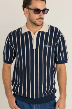 Rhythm Striped Knit Ss Polo
