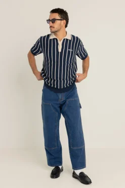 Rhythm Striped Knit Ss Polo