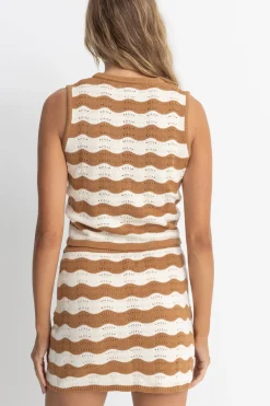 Women Rhythm Sunny Knit Vest Cacao Stripe