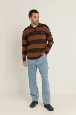 Rhythm Ventura Stripe Knit Ls Polo