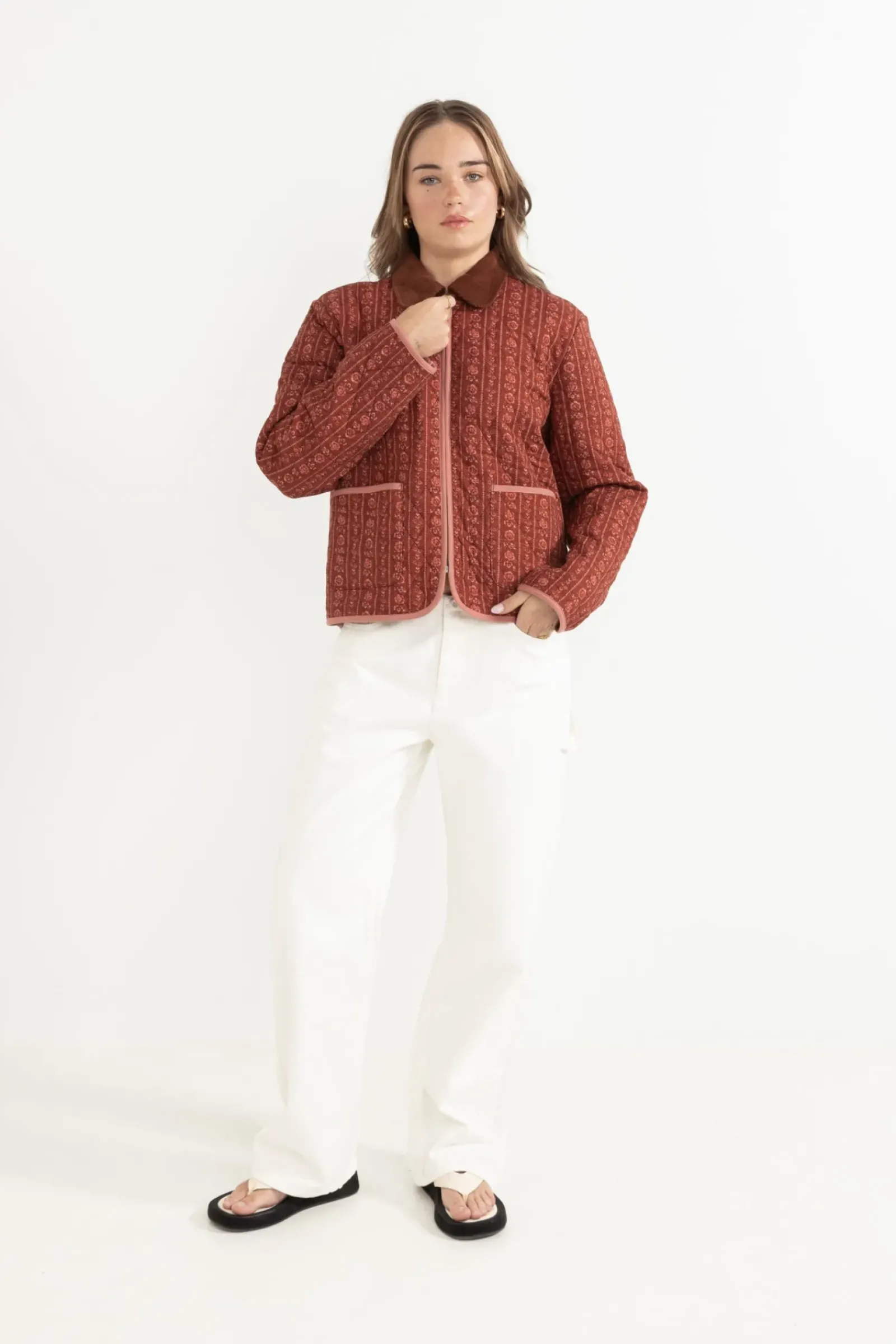 Women Rhythm Vintage Floral Quilted Jacket