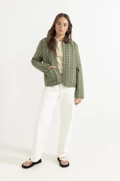 Women Rhythm Vintage Floral Quilted Jacket Dusty